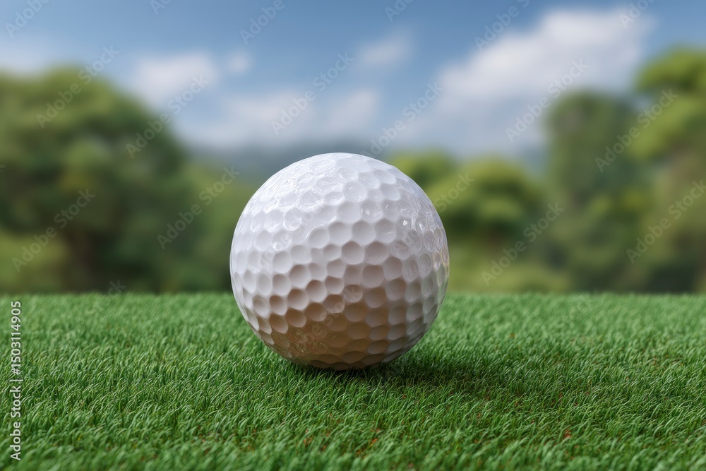 Golf Ball on Green: A Serene Summer Scene Golf Ball on Green: A Serene Summer Scene