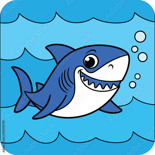 shark, cartoon shark with big fish