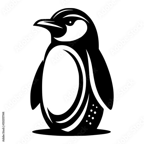 A cute penguin in a simple black and white style