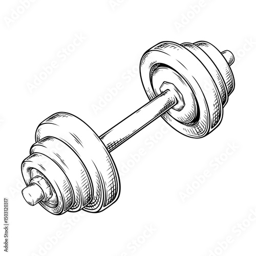 barbell vector line art drawing illustration