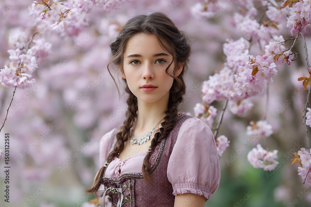 Fototapeta premium Portrait of Beautiful woman in a traditional Bavarian fashion