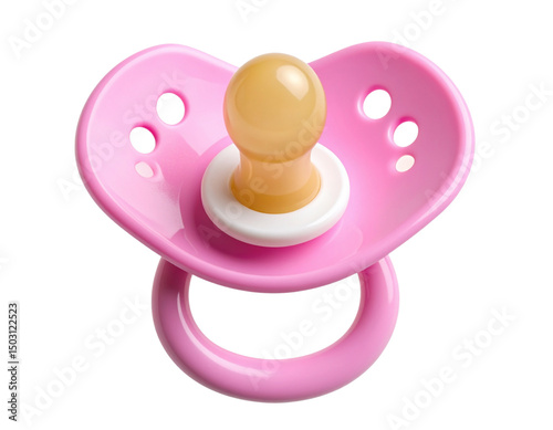 Top View of Pink Baby Soother with Floral Detail Infant Girl Accessory Cutout PNG