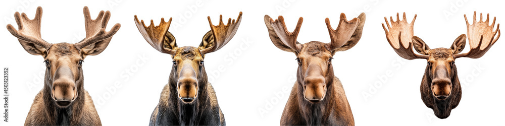 Fototapeta premium Majestic Moose Portraits Displaying Unique Features and Stunning Antlers in Detail