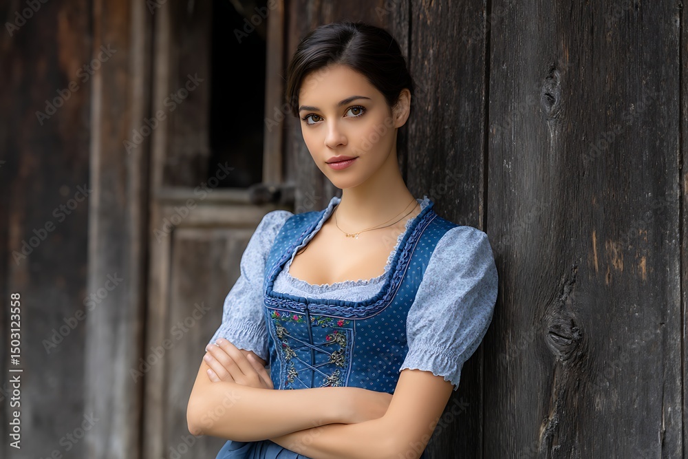 Naklejka premium Portrait of Beautiful woman in a traditional Bavarian fashion