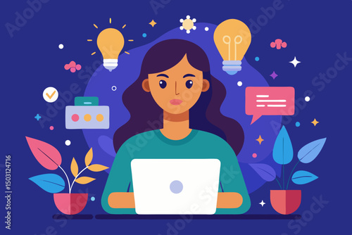 business woman with social network icons