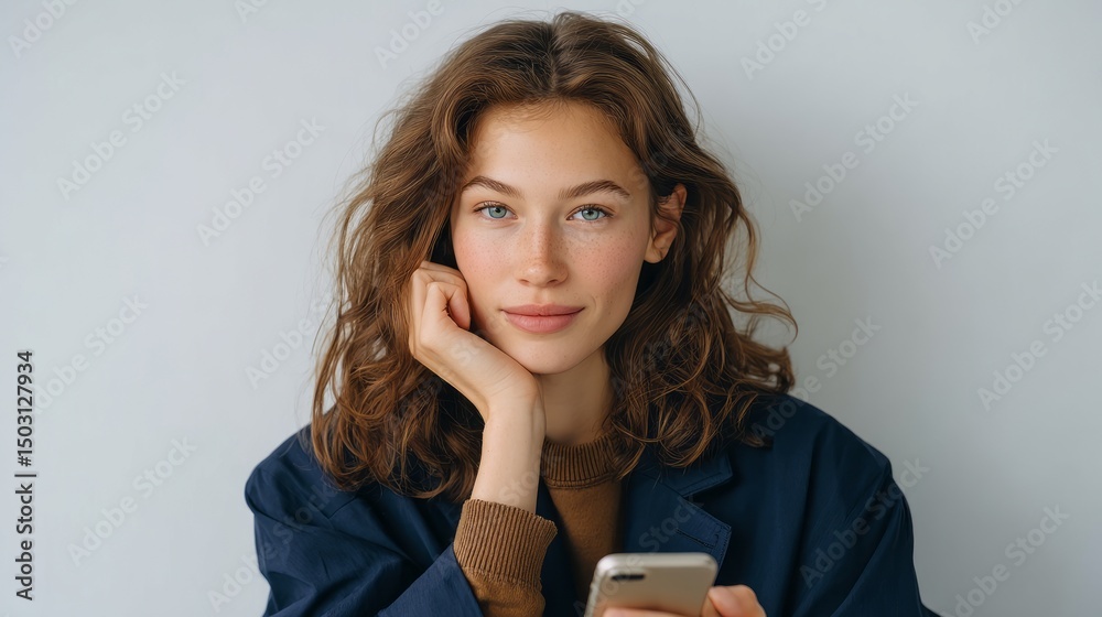 Young woman engaged with smartphone indoor space portrait photography modern environment casual viewpoint connection theme Young woman engaged with smartphone indoor space portrait photography modern environment casual viewpoint connection theme