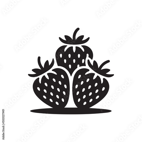 Strawberry Outline Vector Monochrome Fruit Icon Design.