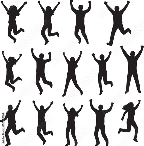 jumping people silhouettes