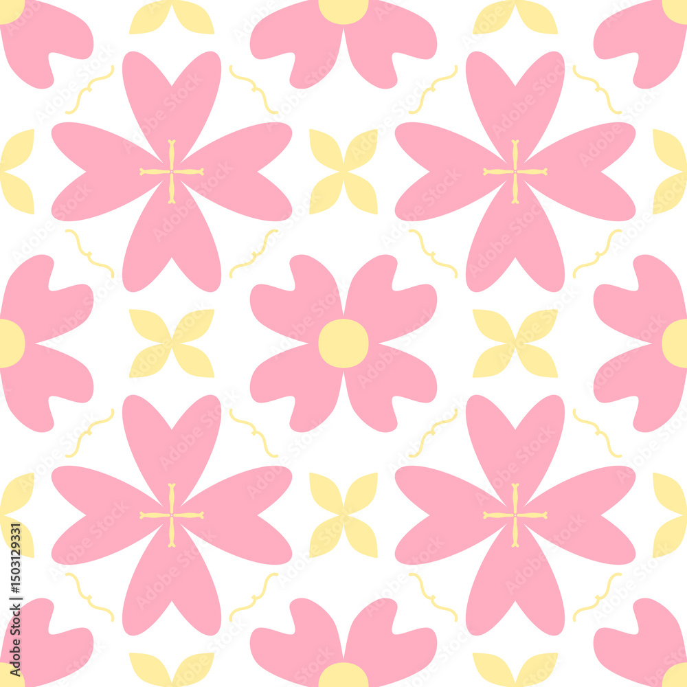 Obraz premium Pink flower seamless pattern