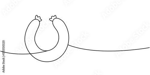 Frankfurters sausage one line continuous drawing. Butchery sausages menu. Vector illustration.