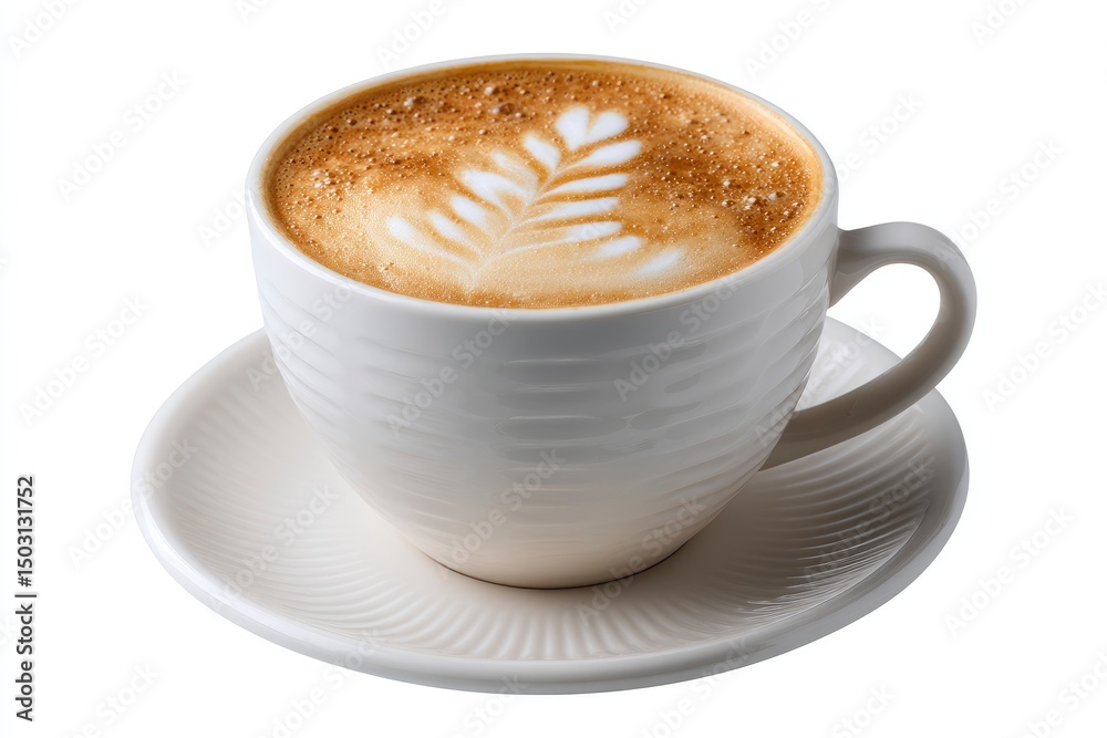 Obraz premium Latte Art: Creamy Cappuccino in Elegant Cup