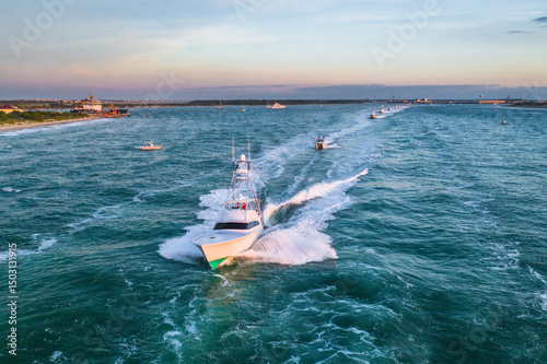 Early morning departure chasing blue marlin