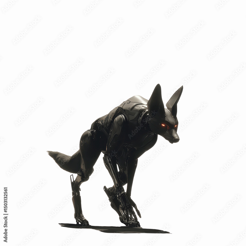 Fototapeta premium Cybernetic Canine Futuristic Robotic Wolf in Motion