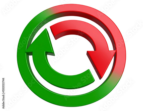 Circular Chart Design with Green Up and Red Down Arrows 3D Financial Icon Set – Transparent PNG
