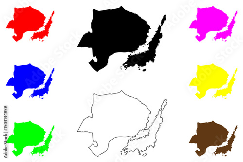 Bitung city (Republic of Indonesia, Region Sulawesi) map vector illustration, scribble sketch Bitung map