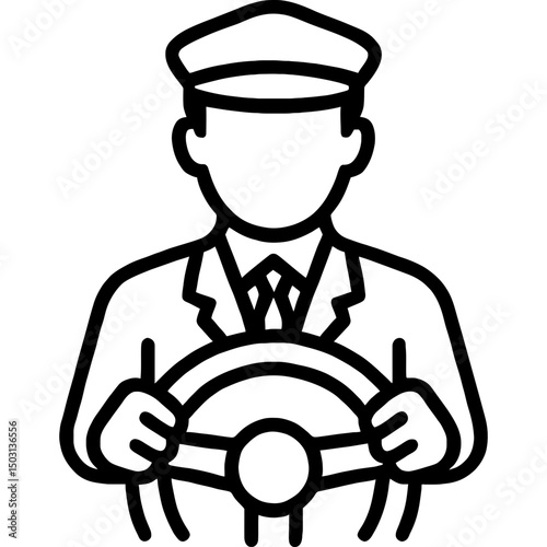 Minimalist bus driver icon with steering wheel
