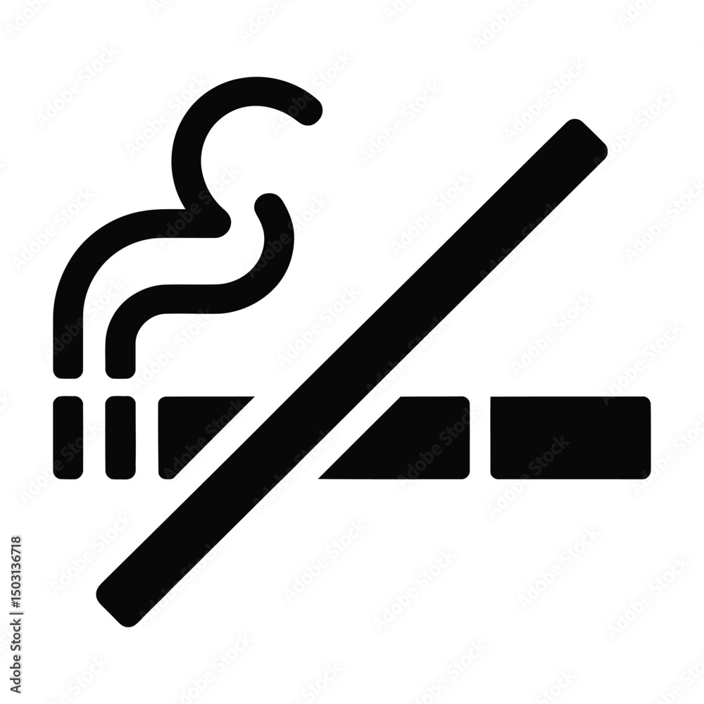 Flat No Smoking Sign on White Background. Flat No Smoking Sign on White Background.