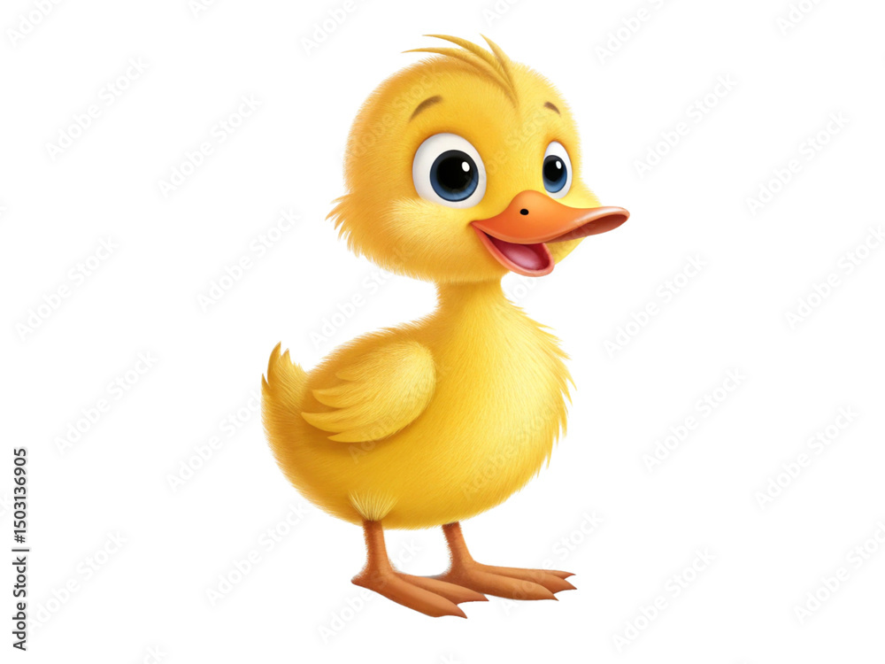 Fototapeta premium Adorable Yellow Duckling Cartoon Illustration Cute Baby Bird Character Design Perfect for Children