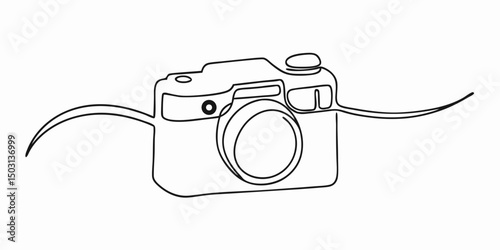 Continuous Line Drawing of a Camera
