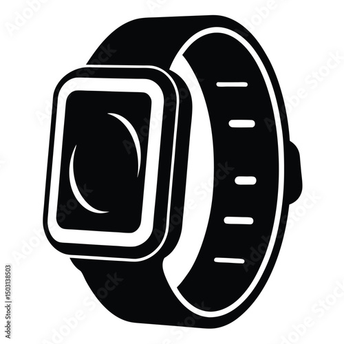 Modern black and white smartwatch vector illustration for technology and fitness concepts