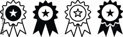 Collection of award ribbon icons for achievement and excellence