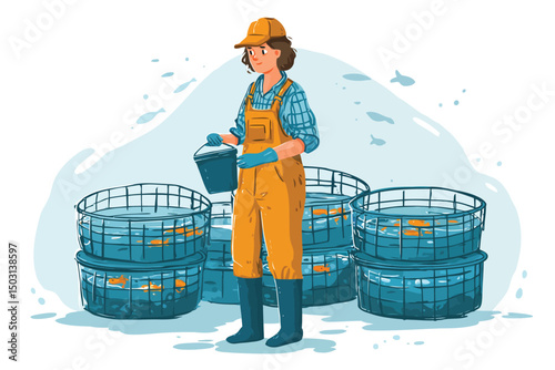 Aquaculture technician professional swim isolated