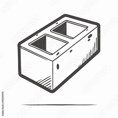 Hand-drawn Concrete Block, Cinder Block, Building Material Illustration
