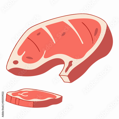 Raw Steak Illustration:  Cooked and Uncooked Beef Cuts