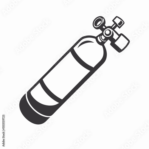 Scuba Diving Oxygen Tank Icon, Diving Cylinder Illustration