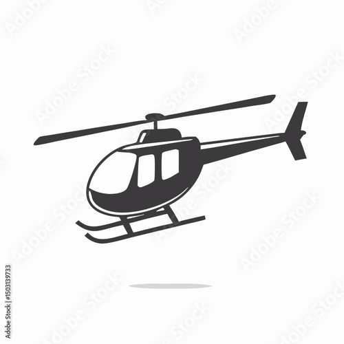 Gray Helicopter Icon, Flying Helicopter Illustration, Simple Helicopter Graphic