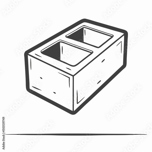 Hand-drawn Concrete Block, Cinder Block, Building Material Illustration