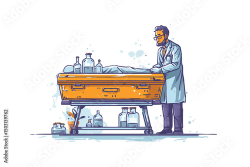 Embalmer at work style isolated