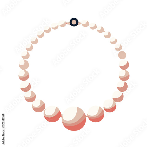 Elegant pearl necklace vector icon with shadow effect on transparent background for femininity concept