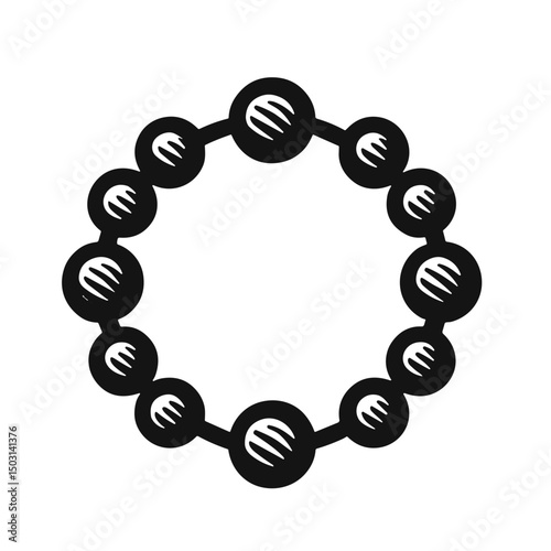 Black and white vector icon of beads on transparent background for jewelry and fashion concepts
