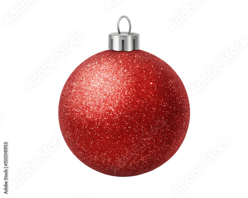 Sparkling Red Glitter Christmas Ornament Festive Holiday Decoration Winter Season Bauble