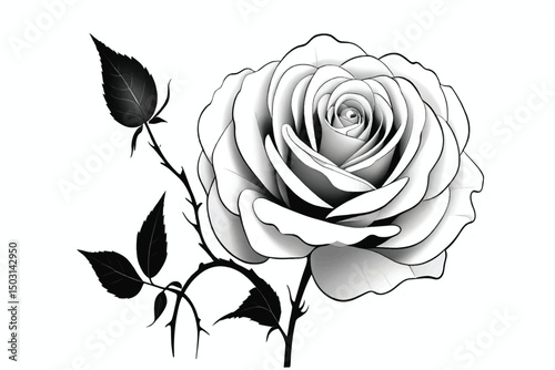 black rose isolated on white 