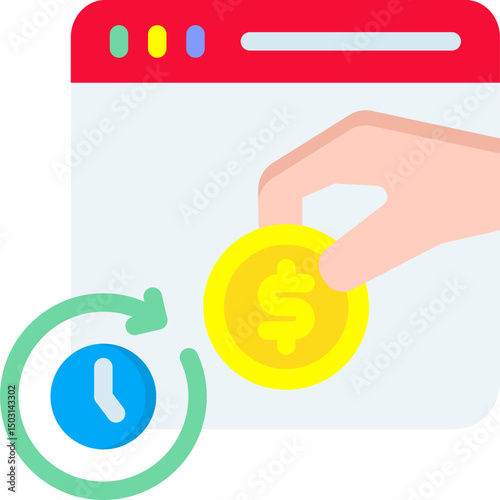 Pay Later flat color icon