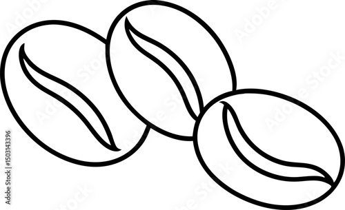 Coffee Bean Line Art Vector Illustration