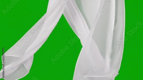 Flowing White Curtain Blowing in Breeze – Green Screen Background
