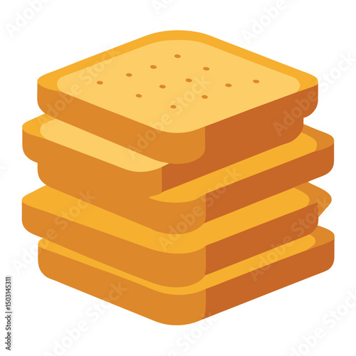 Stack of golden brown toasted bread slices breakfast food