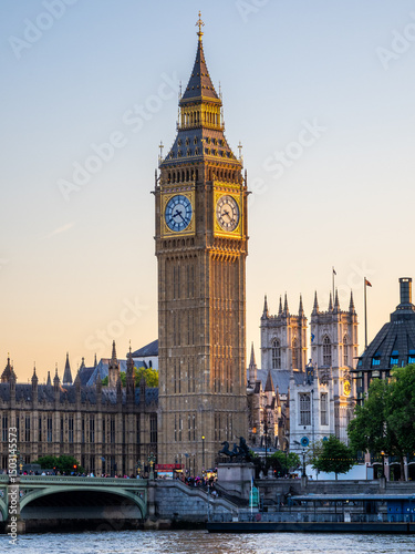 Houses of Parliament and Big Ben viewed from across the Thames