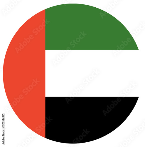 Round United Arab Emirates flag isolated in circle . National round flag of UAE.