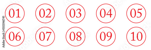 Set of 1 to 10 numbers simple design isolated. typography set of rounds 1 to 10 numbers. bullet point number icons collection. numeral typographic line and flat icons set. vector illustration EPS 20 .