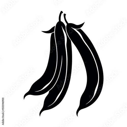green bean black white vector silhouette