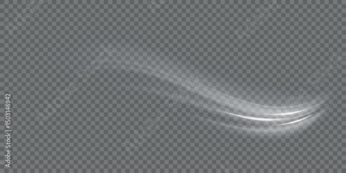 White shiny sparks of spiral wave. Curved bright speed line swirls. Shiny wavy path. Magic golden swirl with highlights. Glowing swirl bokeh effect.