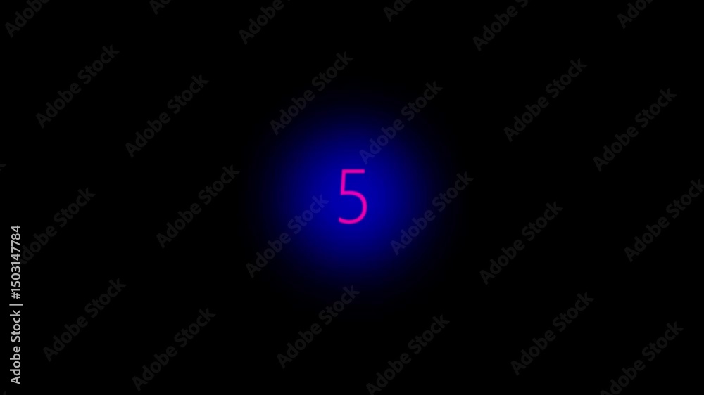 Beautiful magenta color countdown animation for sport, new year, banners and social media posters. Ten to zero with up blue color glowing light magenta color modern digital countdown black background.