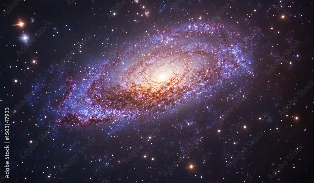 Fototapeta premium Spiral galaxy bathed in cosmic dust