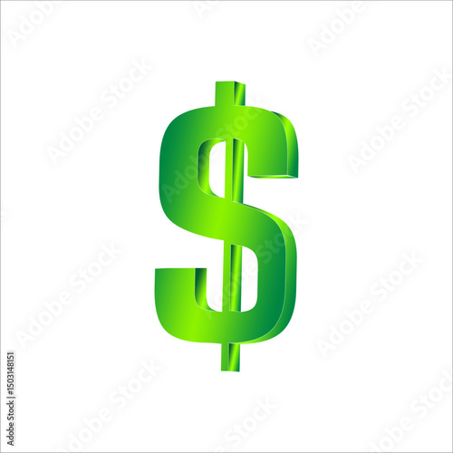 3D Green Dollar Sign