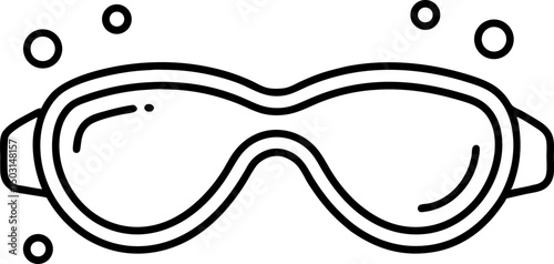 Goggles With Water Drops Line Art Vector Illustration