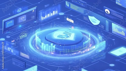 Animation video Blue abstract technology background with a futuristic digital globe and network data concept